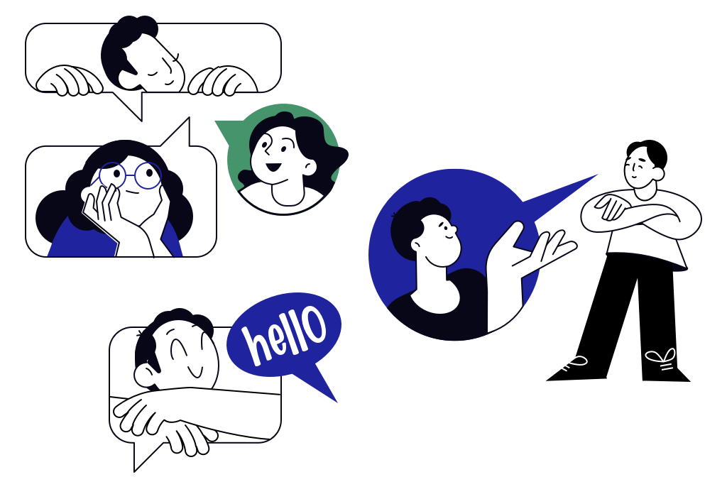 Illustration Sprechblase und Menschen